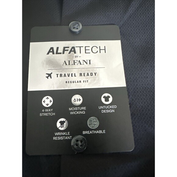Alfani Men's Regular Fit Travel Ready Solid Dress Shirt Black 16-16.5/32-33 - Picture 4 of 7